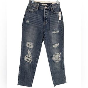 PacSun Jeans Womens Size 25 Aries Blue Distressed Button Fly High Rise Straight